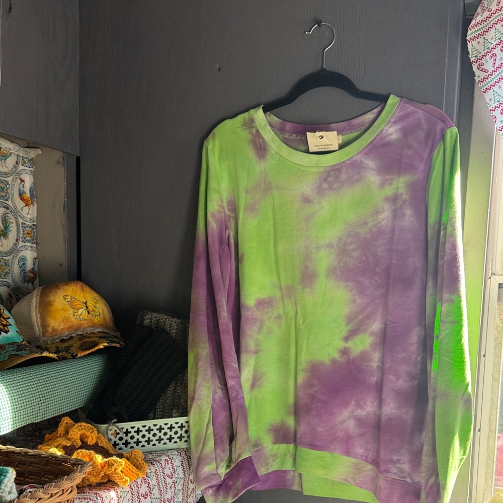 Tie-Dye Green and Purple Sweatshirt